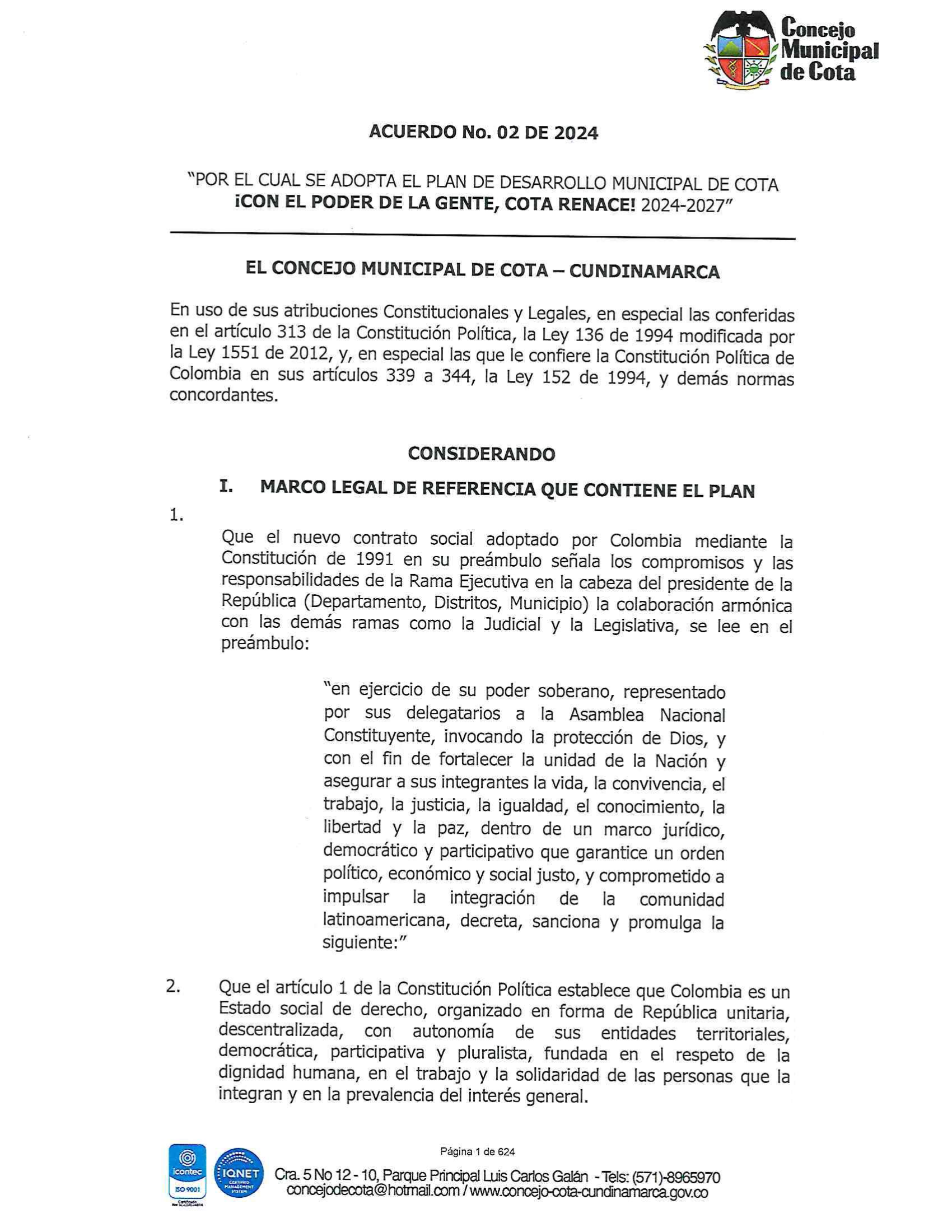 plan desarrollo Cota
