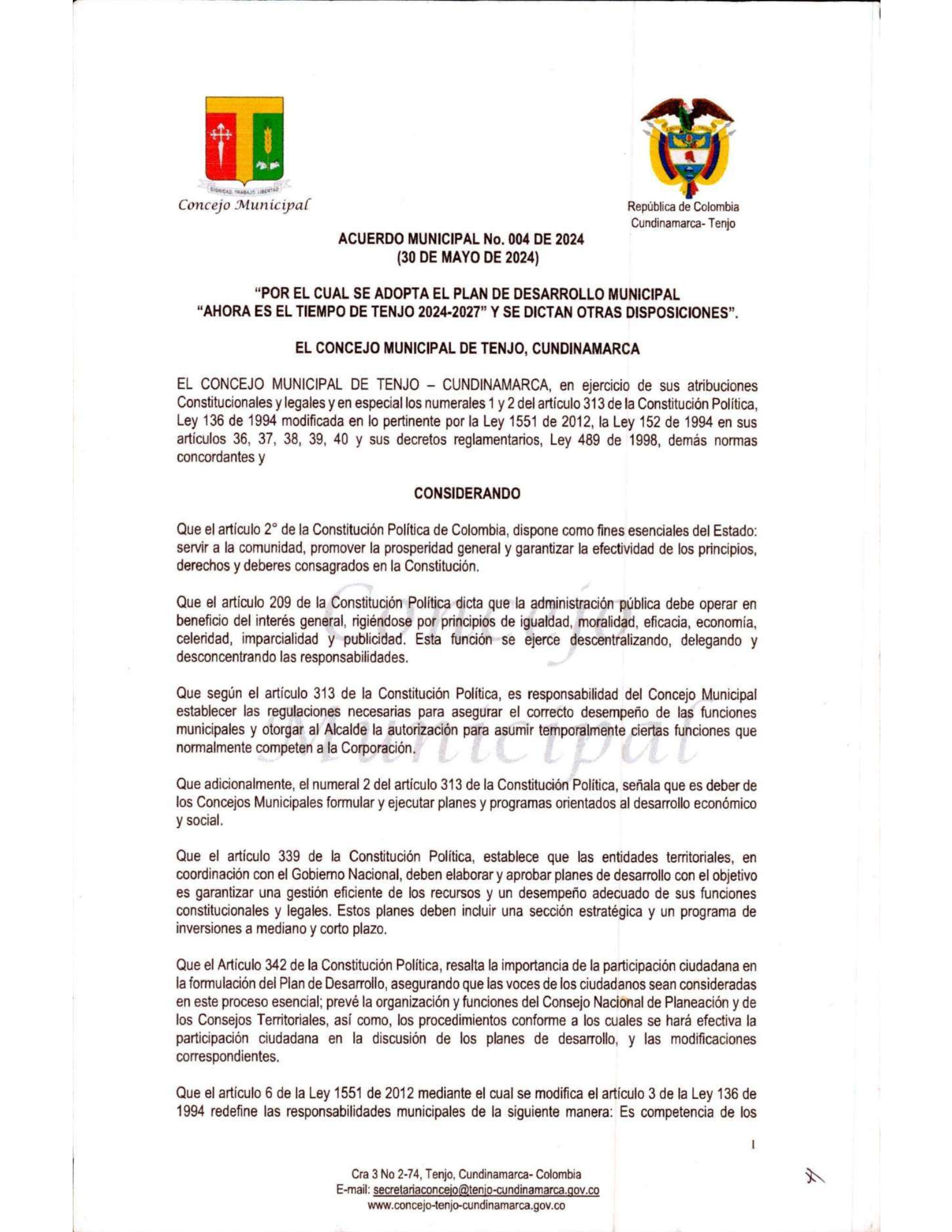 plan desarrollo Tenjo